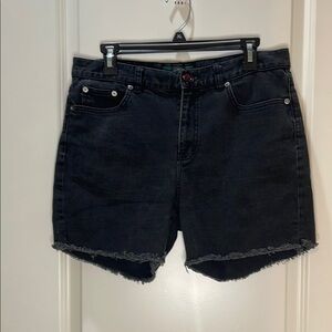 Ralph Lauren Black Jean Shorts Cutoff High-rise Cotton Stretch Size 10
